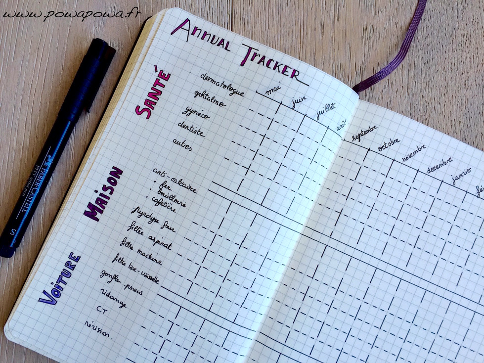 annual tracker bullet journal